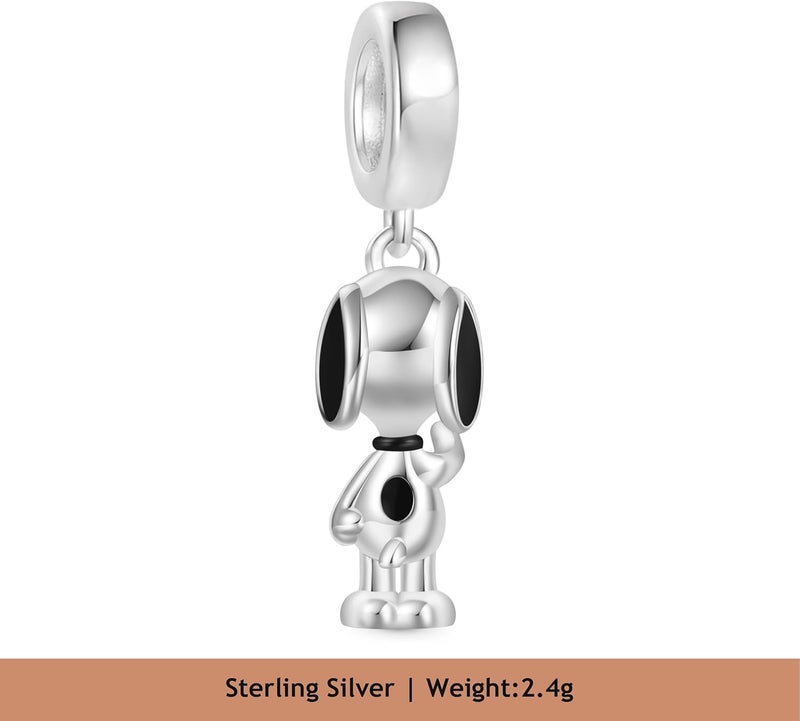 GNOCE Peanuts Snoopy Pendant Dangle Charm for Women, S925 Sterling Silver Dangle Charms for Women Wife, Valentine‘s Day, Mother’s Day Jewelry (Standing Snoopy) - Image 1